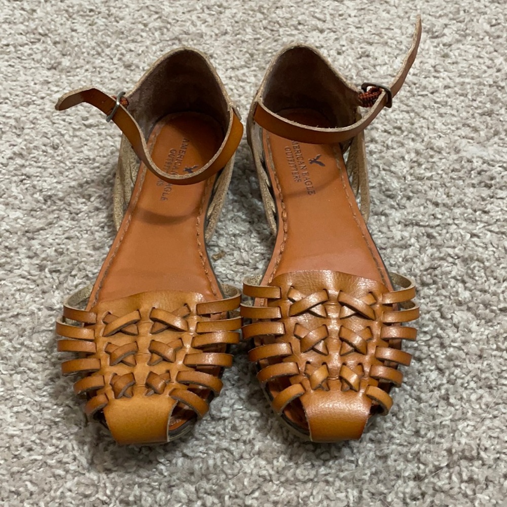 Leather ankle strap flats